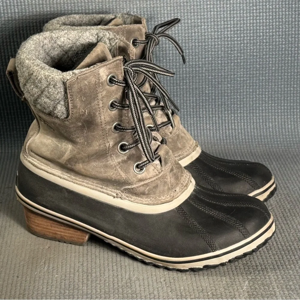 Sorel‎ Women's Slimpack Lace II Winter Boots Gray/Black Size 10
